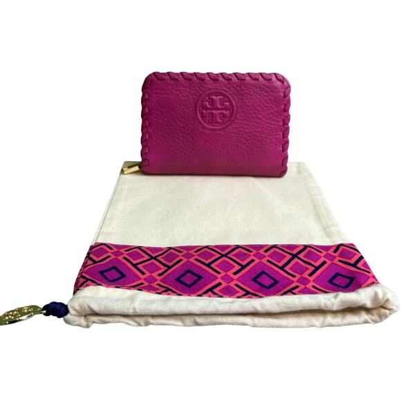 Tory Burch Pink Fuchsia Leather Coin Keychain Wallet - Picture 1 of 10